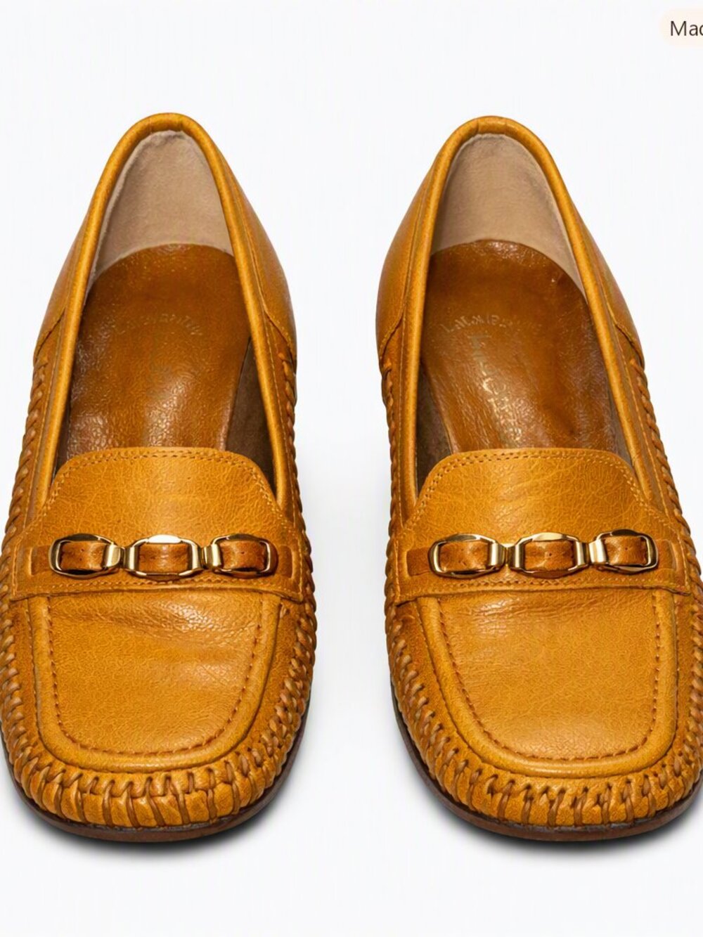 Florsheim Mustard Leather Vintage Gold Bit Moc Toe Dress Shoes